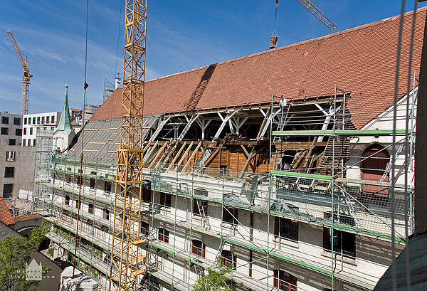 Sanierung des Daches des Zeughauses, Blick von der Innenhofseite, 2008